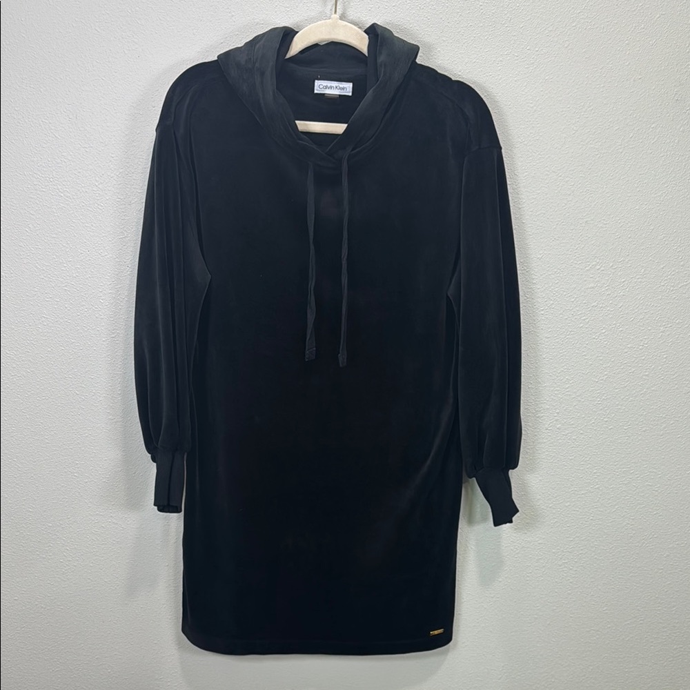 Calvin Klein‎ black Velvet Hoodie Dress